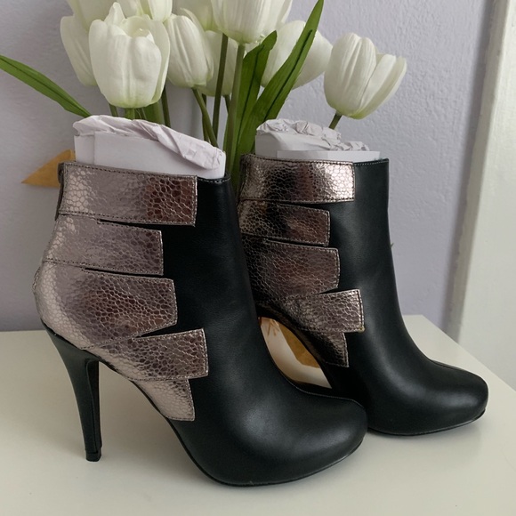Michael Antonio Shoes - Michael Antonio Black and Silver Heel Booties